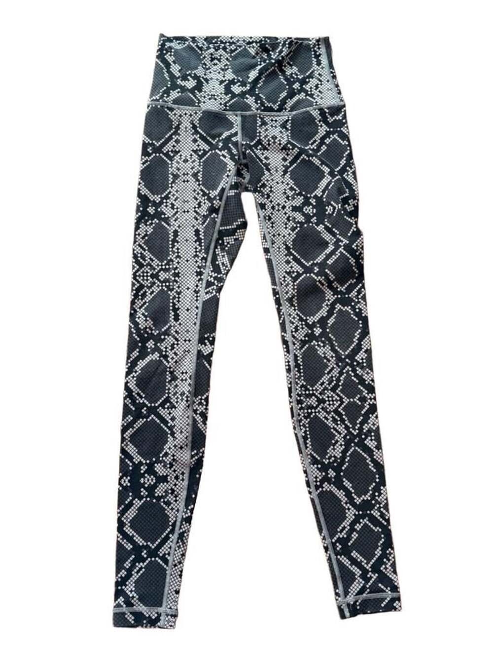 Lululemon Wunder Under Crop Legging Size 6 Black Snake Print